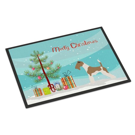 Carolines Treasures Wire Fox Terrier Christmas Indoor or Outdoor Mat - 18 x 27 in. BB8446MAT